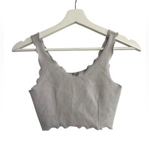 Lounge Gray Scalloped Edge Crop Top Size XS NEW